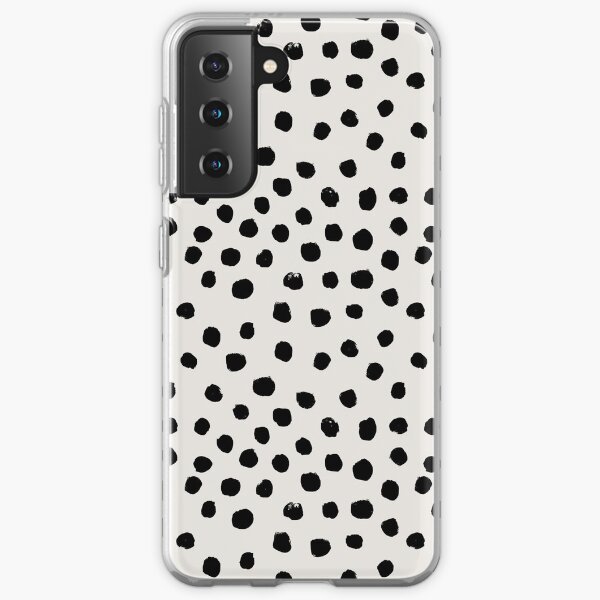 Preppy brushstroke free polka dots black and white spots dots dalmation animal spots design minimal Samsung Galaxy Soft Case
