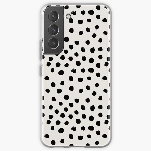 Preppy brushstroke free polka dots black and white spots dots dalmation animal spots design minimal Samsung Galaxy Soft Case