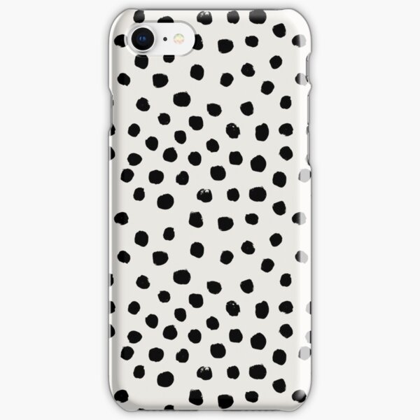 Preppy brushstroke free polka dots black and white spots dots dalmation animal spots design minimal iPhone Snap Case