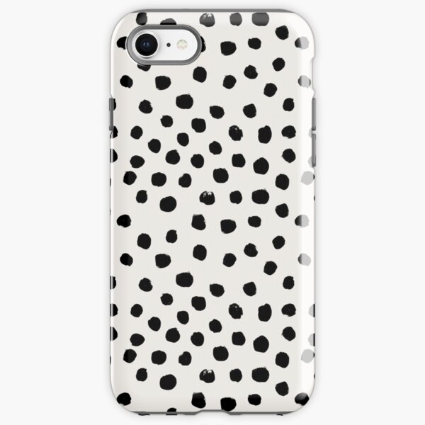 Preppy brushstroke free polka dots black and white spots dots dalmation animal spots design minimal iPhone Tough Case