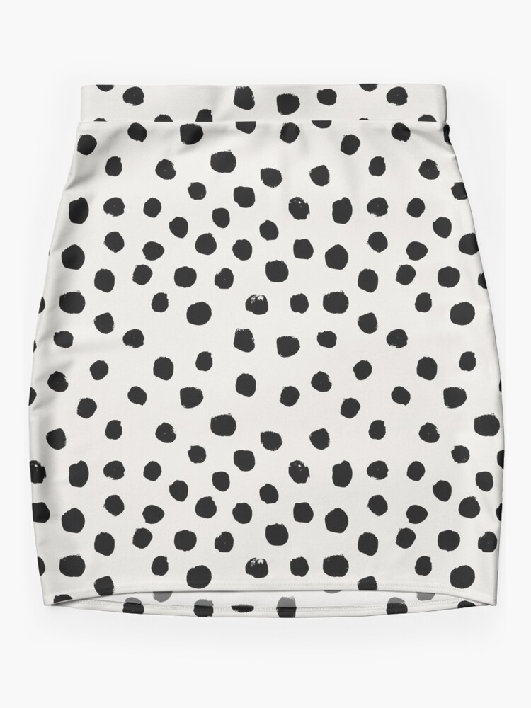 Preppy brushstroke free polka dots black and white spots dots dalmation  animal spots design minimal | Mini Skirt