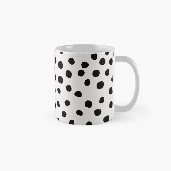 Preppy brushstroke free polka dots black and white spots dots dalmation animal spots design minimal Classic Mug
