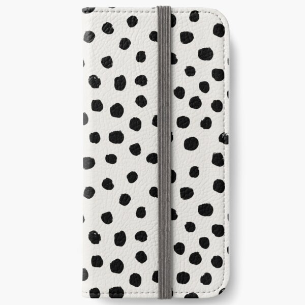 Preppy brushstroke free polka dots black and white spots dots dalmation animal spots design minimal iPhone Wallet