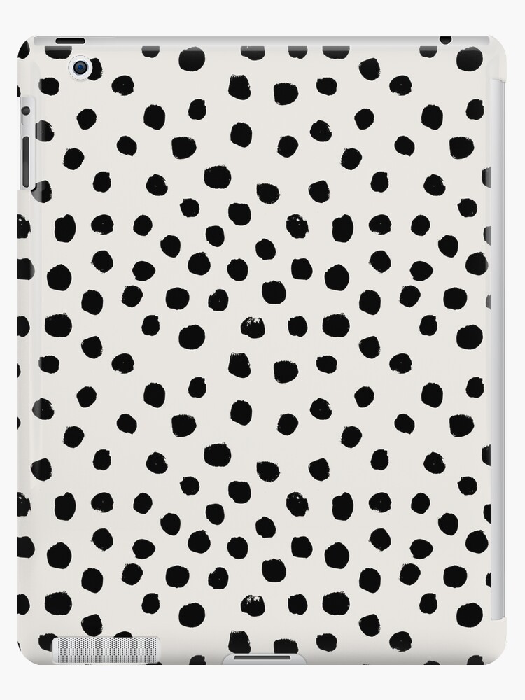 Preppy brushstroke free polka dots black and white spots dots