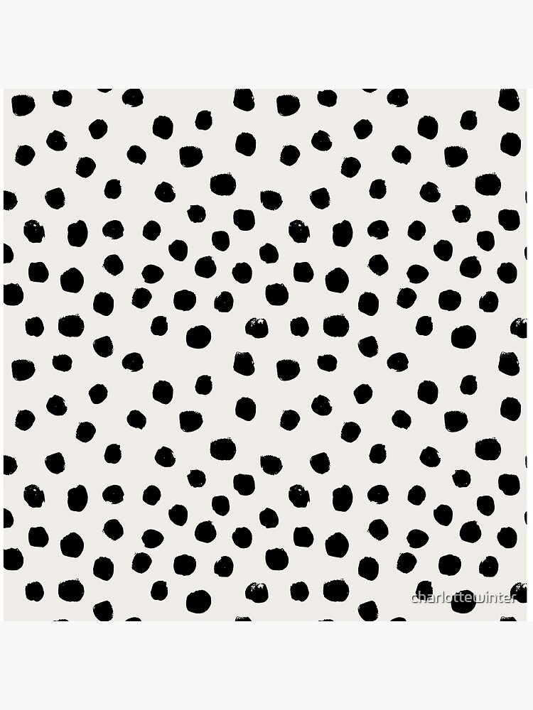 Preppy brushstroke free polka dots black and white spots dots dalmation animal spots design minimal by charlottewinter