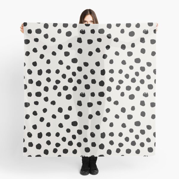 Preppy brushstroke free polka dots black and white spots dots dalmation animal spots design minimal Scarf