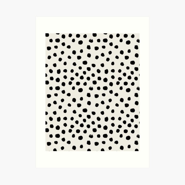 Preppy brushstroke free polka dots black and white spots dots dalmation animal spots design minimal Art Print