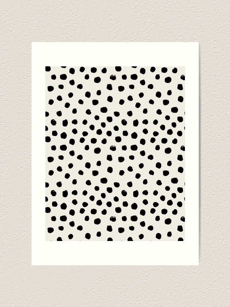 Preppy brushstroke free polka dots black and white spots dots dalmation  animal spots design minimal Throw Pillow by CharlotteWinter