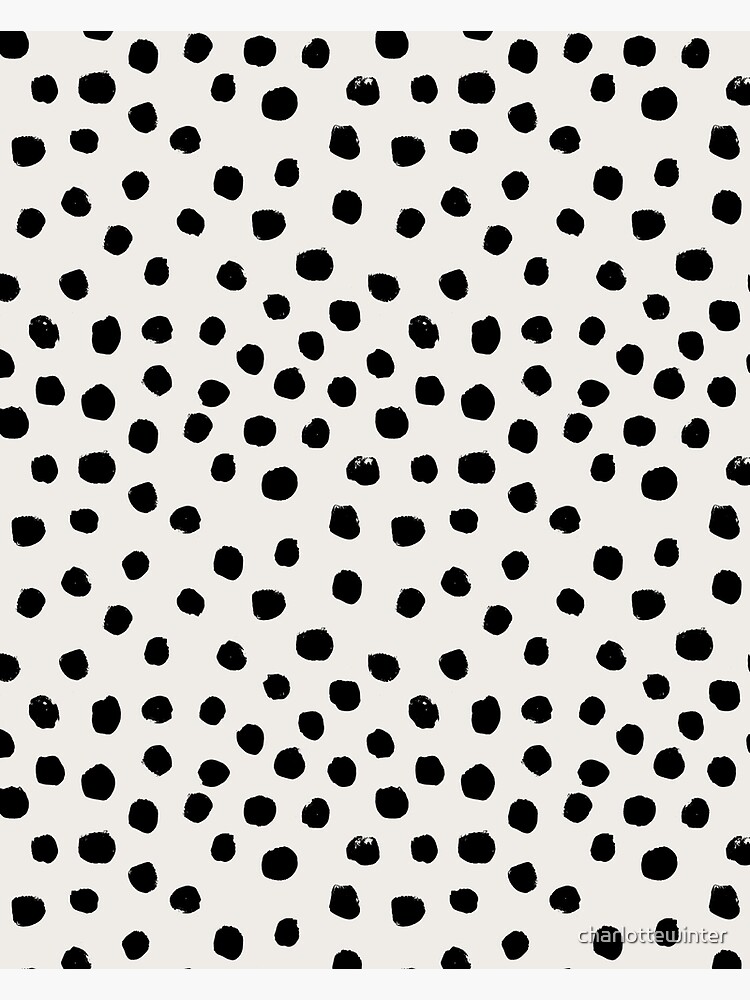 Preppy brushstroke free polka dots black and white spots dots dalmation  animal spots design minimal Throw Pillow by CharlotteWinter