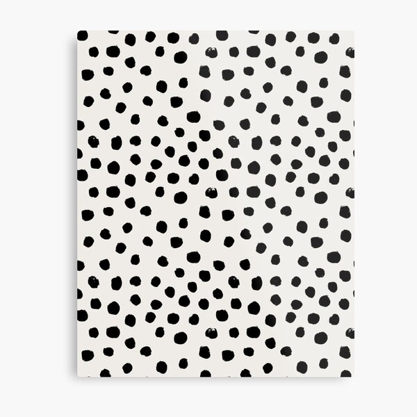 Preppy brushstroke free polka dots black and white spots dots dalmation animal spots design minimal Metal Print