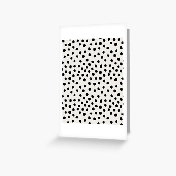 Preppy brushstroke free polka dots black and white spots dots dalmation animal spots design minimal Greeting Card