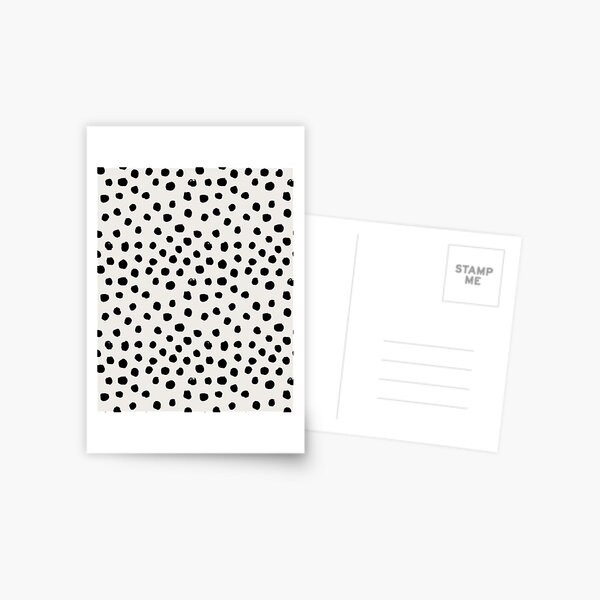 Preppy brushstroke free polka dots black and white spots dots dalmation animal spots design minimal Postcard