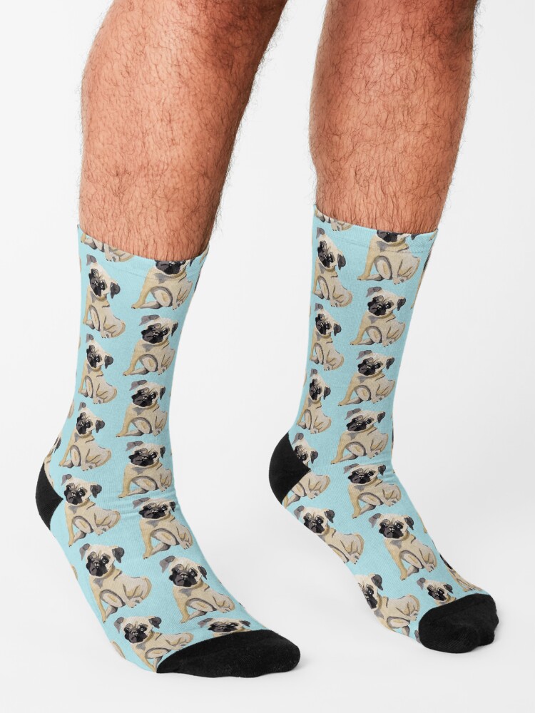 "Pug Dog Illustration" Socks for Sale by LIMEZINNIASDES Redbubble