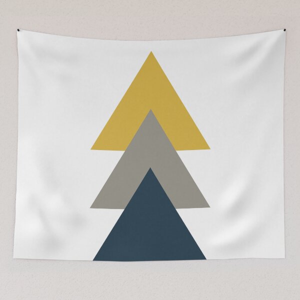 Item preview, Triangle Trio. Minimalist Geometric in Light Mustard Yellow, White, Grey, and Navy Blue designed and sold by kierkegaard.