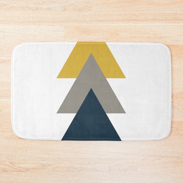 Item preview, Triangle Trio. Minimalist Geometric in Light Mustard Yellow, White, Grey, and Navy Blue designed and sold by kierkegaard.