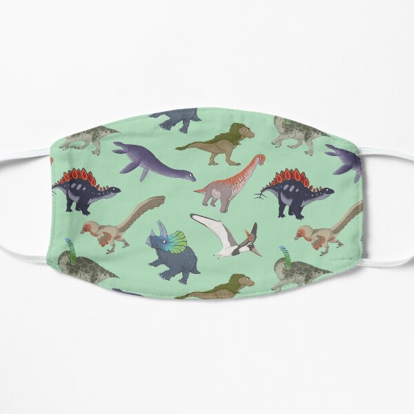 Mesozoic Reptiles Pattern - Mint Flat Mask