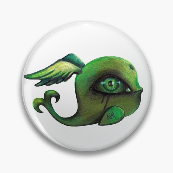 Item preview, green winged whale designed and sold by ansho.