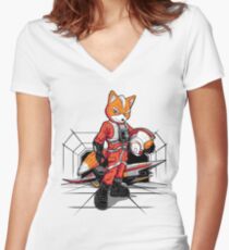 Rebel Fox Women's Fitted V-Neck T-Shirt