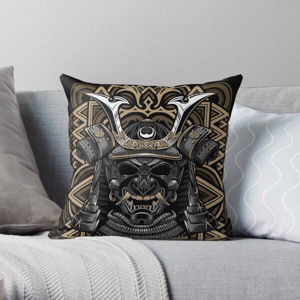 Samurai mask Throw Pillow