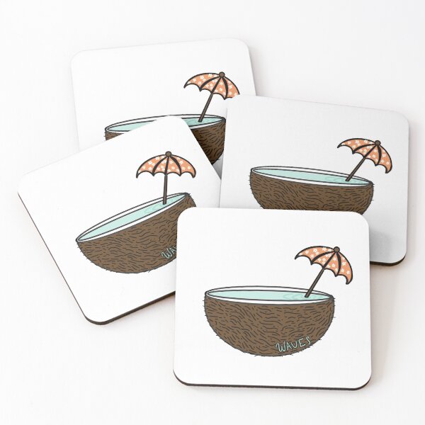Item preview, Coconut WAVES Water Bowl with Umbrella designed and sold by Gabriella Rowland.