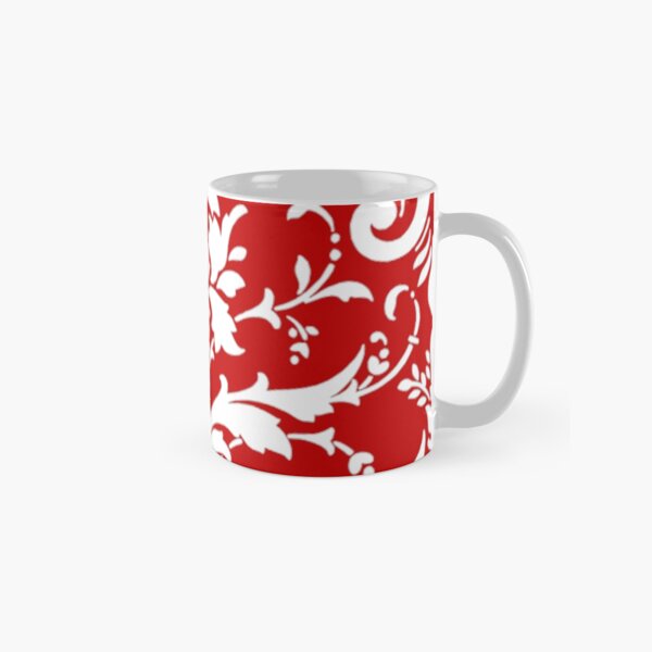 Cherry Red Damask Pattern Classic Mug