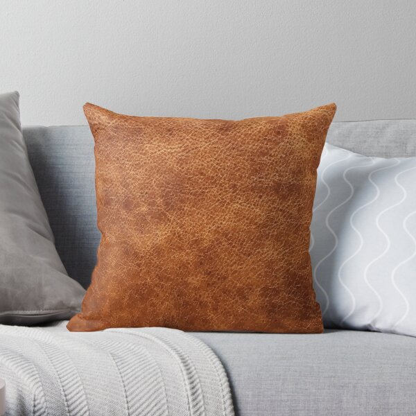 Brown vintage faux leather background Throw Pillow
