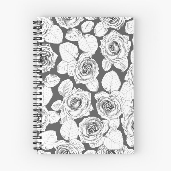 Item preview, Hand-painted white roses and white leaves on a dark grey background. designed and sold by Skaska.
