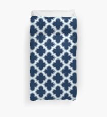 Navy Blue Moroccan Quatrefoil Pattern Duvet Cover