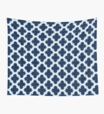 Navy Blue Moroccan Quatrefoil Pattern Wall Tapestry