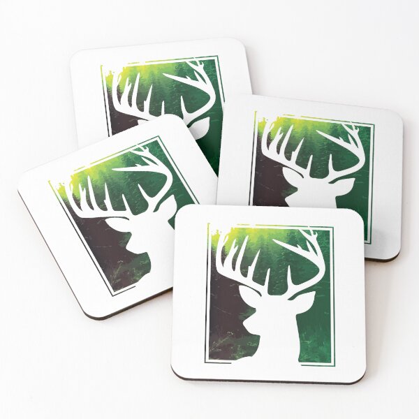 Item preview, Forest Guardian (Green Stag Profile Print) designed and sold by Thoughtscrawl.