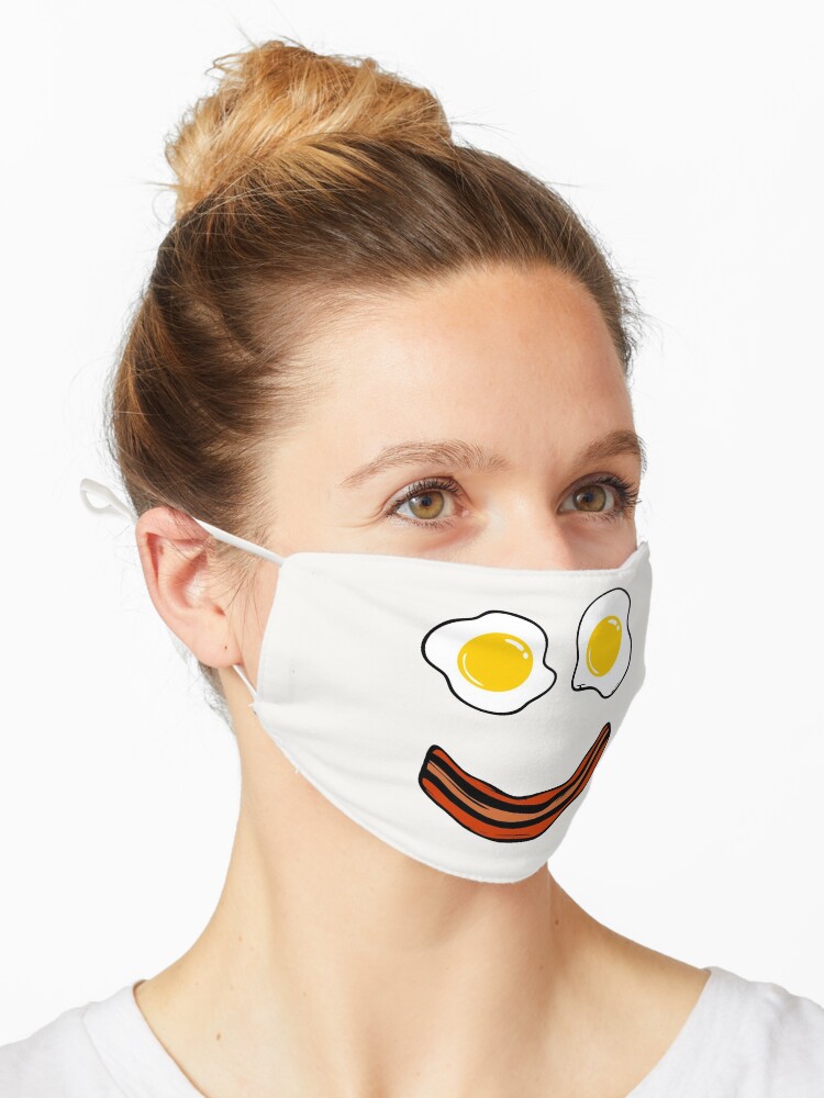 Bacon And Eggs Funny Happy Face Breakfast Smiley Face Mask By Essetino Redbubble