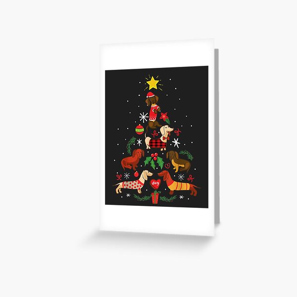 Funny Dachshund Christmas Tree Ornament Decor Gift Greeting Card
