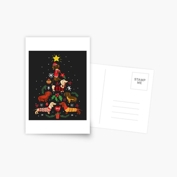 Funny Dachshund Christmas Tree Ornament Decor Gift Postcard