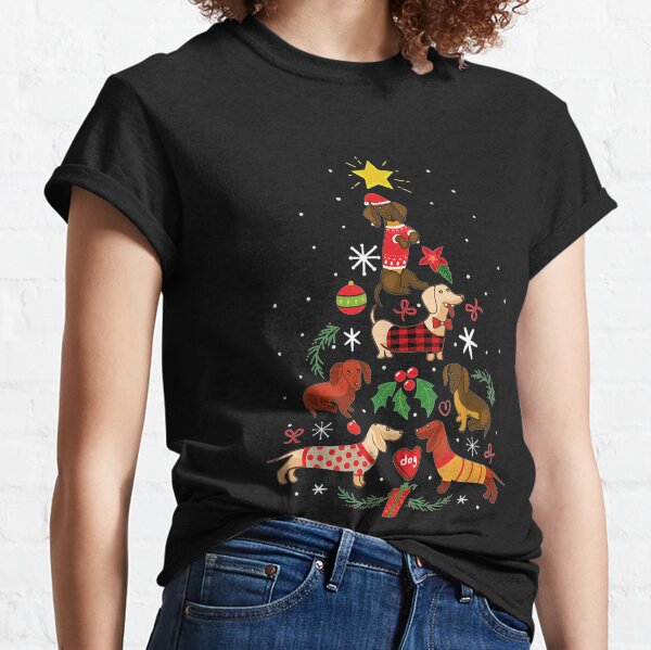 Funny Dachshund Christmas Tree Ornament Decor Gift Classic T-Shirt