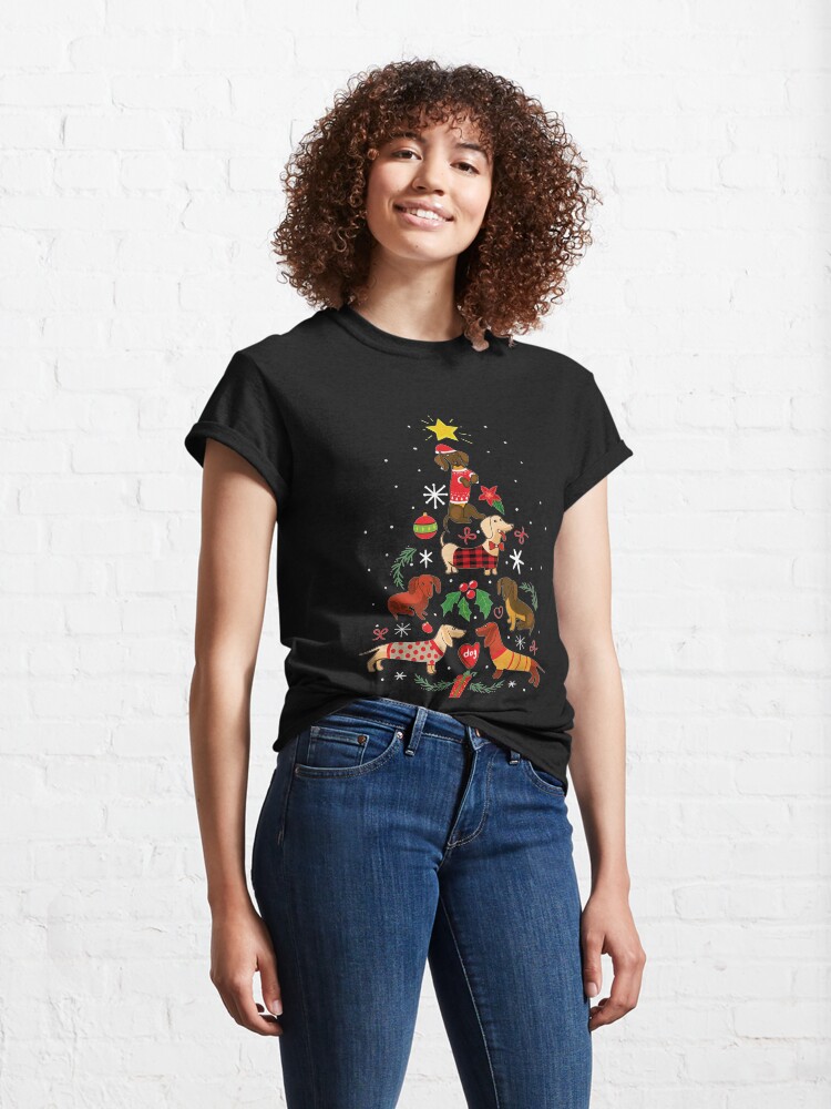 Alternate view of Funny Dachshund Christmas Tree Ornament Decor Gift Classic T-Shirt