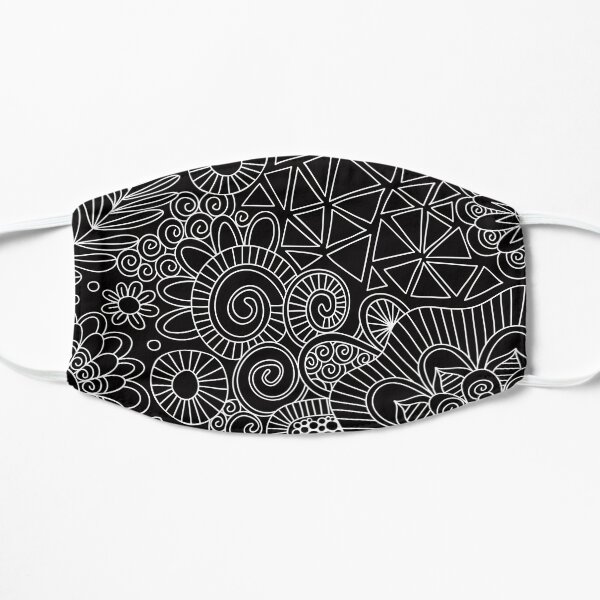 Black Doodle Pattern Mask