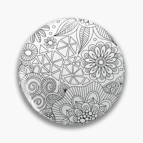 Black and White Doodle Art Pin