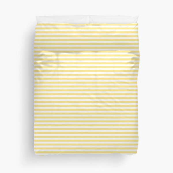 Yellow And White Horizontal Stripes Duvet Cover