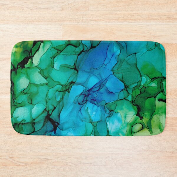Item preview, Valley River: Blue and Green Original Abstract Alcohol Ink Painting designed and sold by herzart.