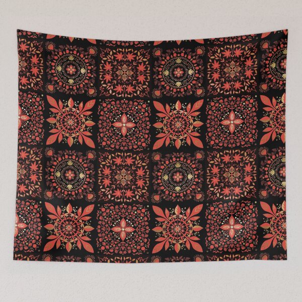 Item preview, Black and red autumn leaves pattern designed and sold by AtelierEmiLou.