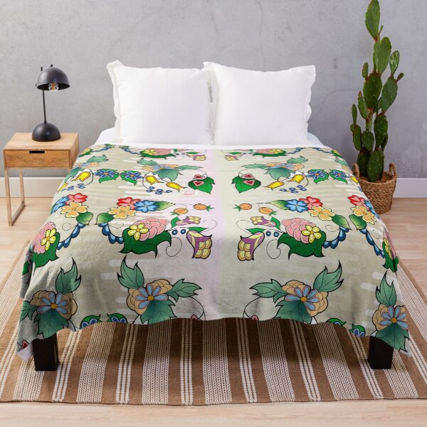 floral on birch bark Throw Blanket