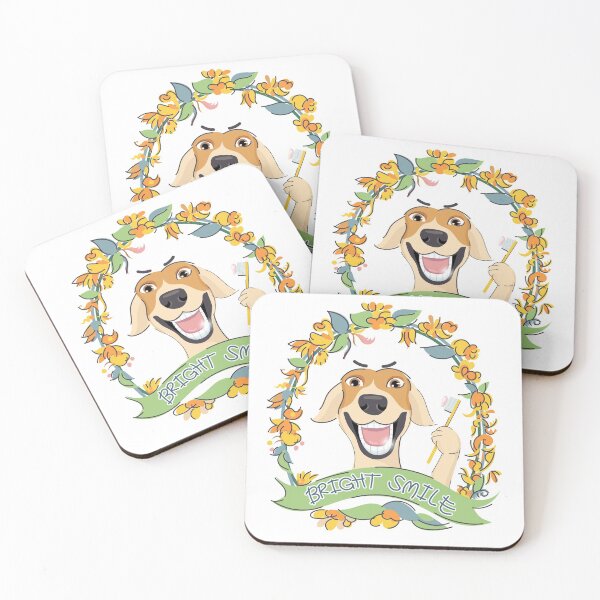 Item preview, Cute dog is smiling and showing white teeth while front leg holding toothbrush paste with toothpaste  designed and sold by hadkhanong.