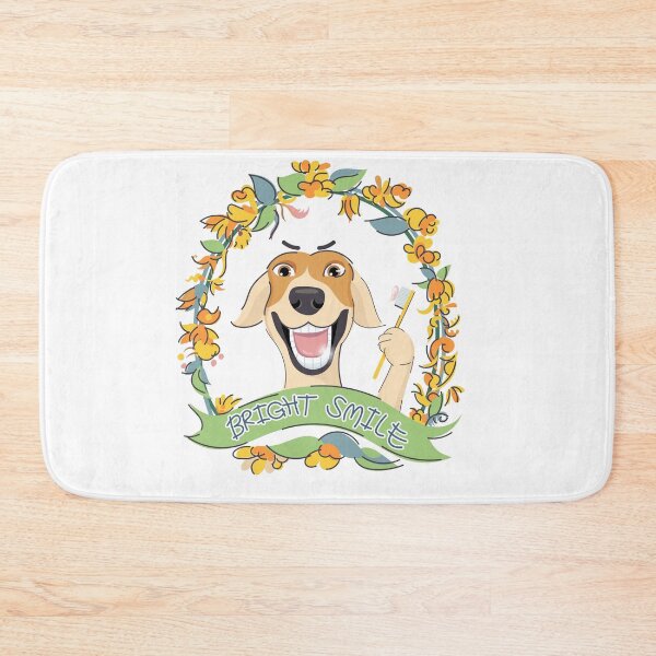 Item preview, Cute dog is smiling and showing white teeth while front leg holding toothbrush paste with toothpaste  designed and sold by hadkhanong.