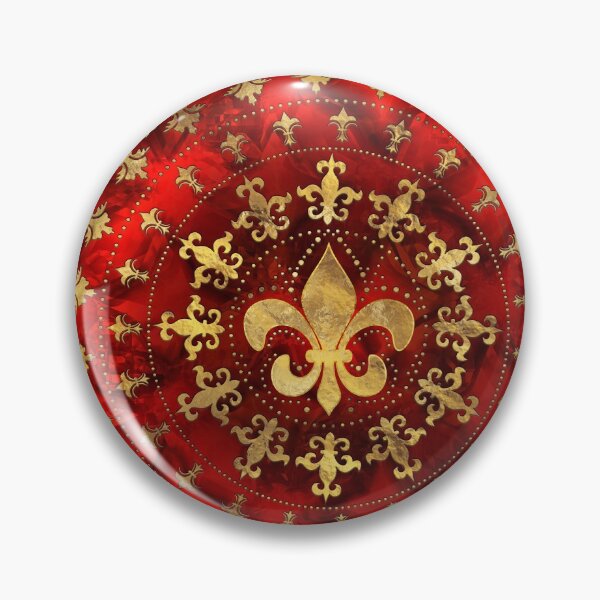 Item preview, Fleur-de-lis ornament Red Marble and Gold designed and sold by k9printart.