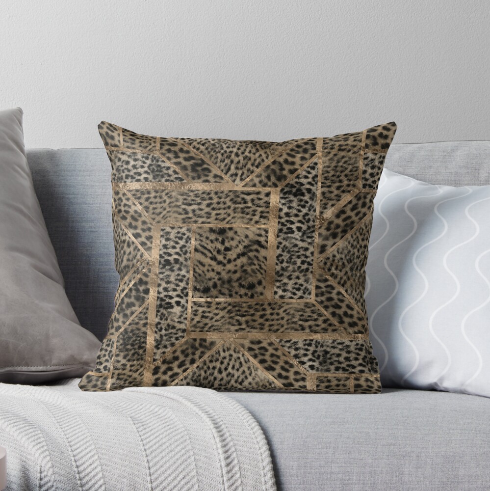 Leopard Fur Texture Geometric Pattern Throw Pillow