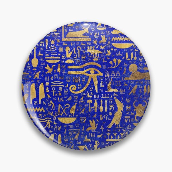 Item preview, Ancient Egyptian hieroglyphs -Lapis Lazuli and Gold designed and sold by k9printart.