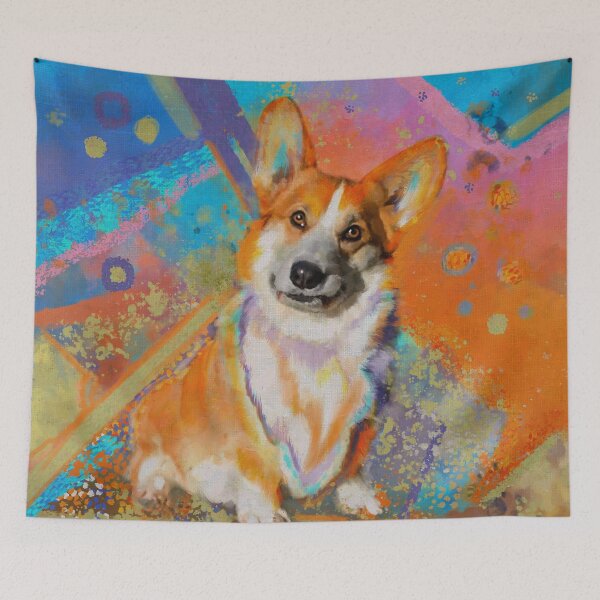 Artikelvorschau, Bunter Corgi-Anstrich entworfen und verkauft von k9printart.
