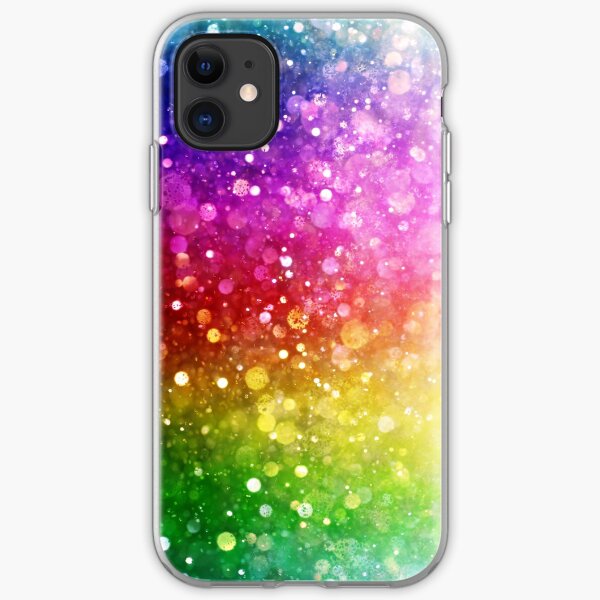 Bright Rainbow Colors Modern Bokeh Glitter iPhone Soft Case