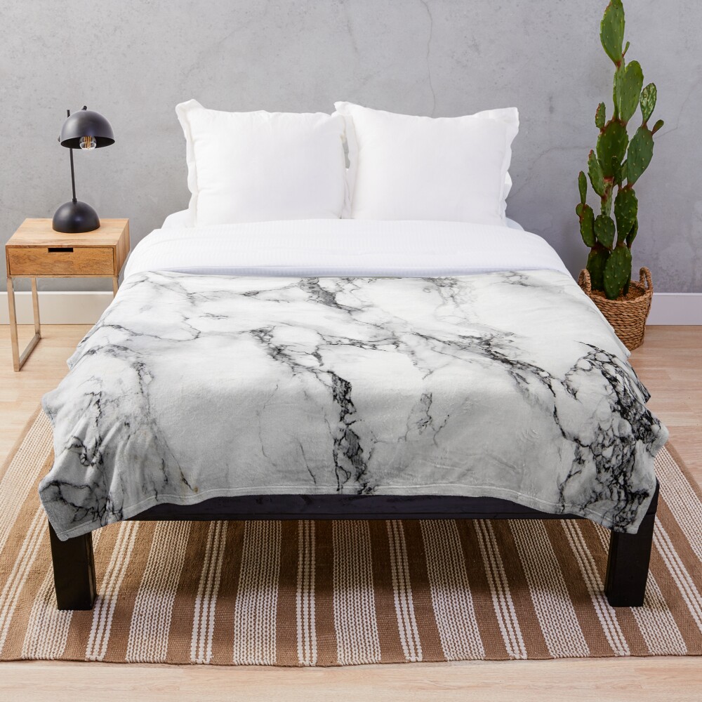 White Marble Throw Blanket