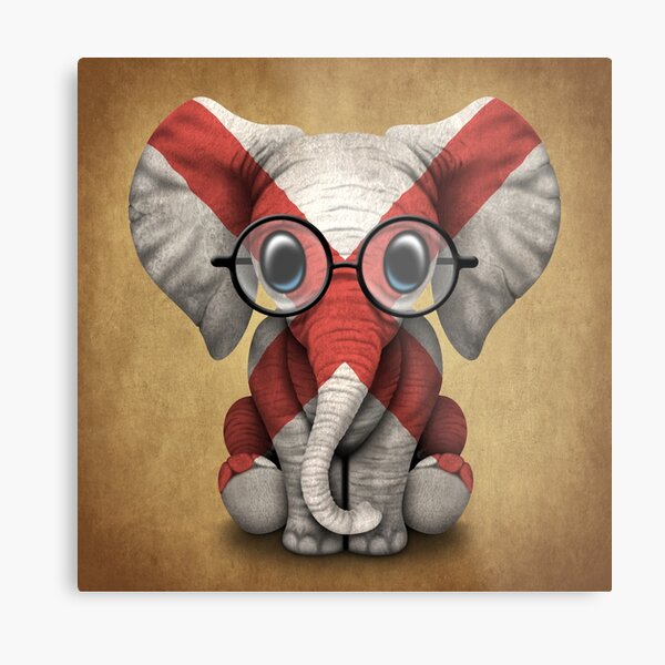 Item preview, Baby Elephant with Glasses and Alabama Flag designed and sold by JeffBartels.